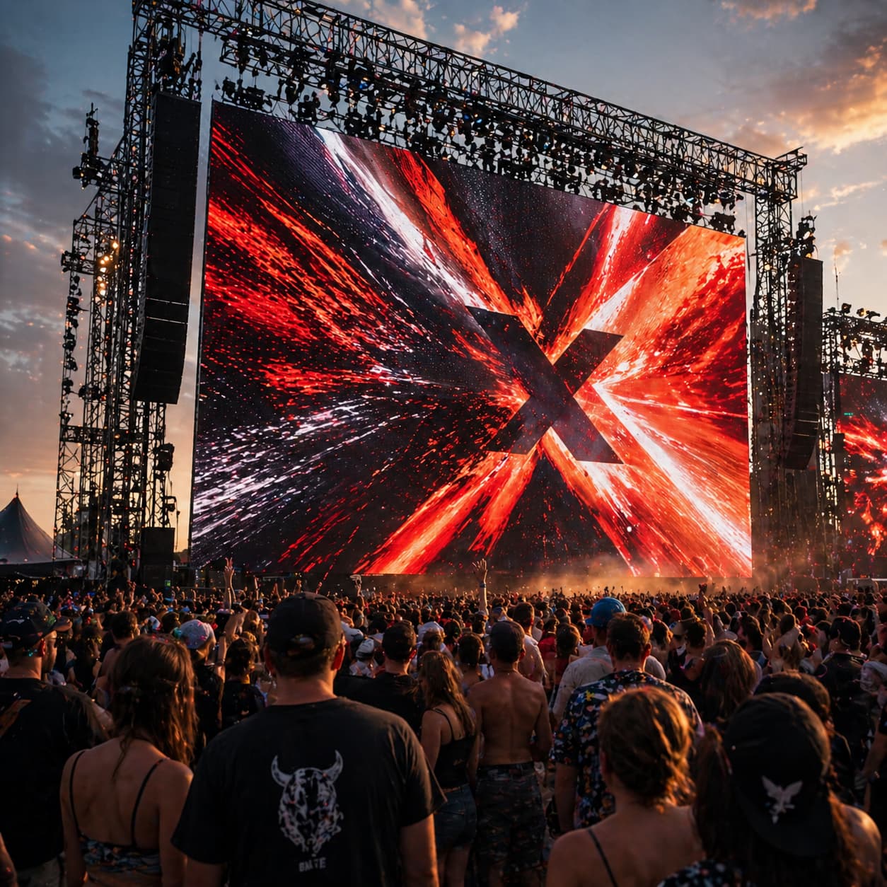 Outdoor LED screens at a large live event