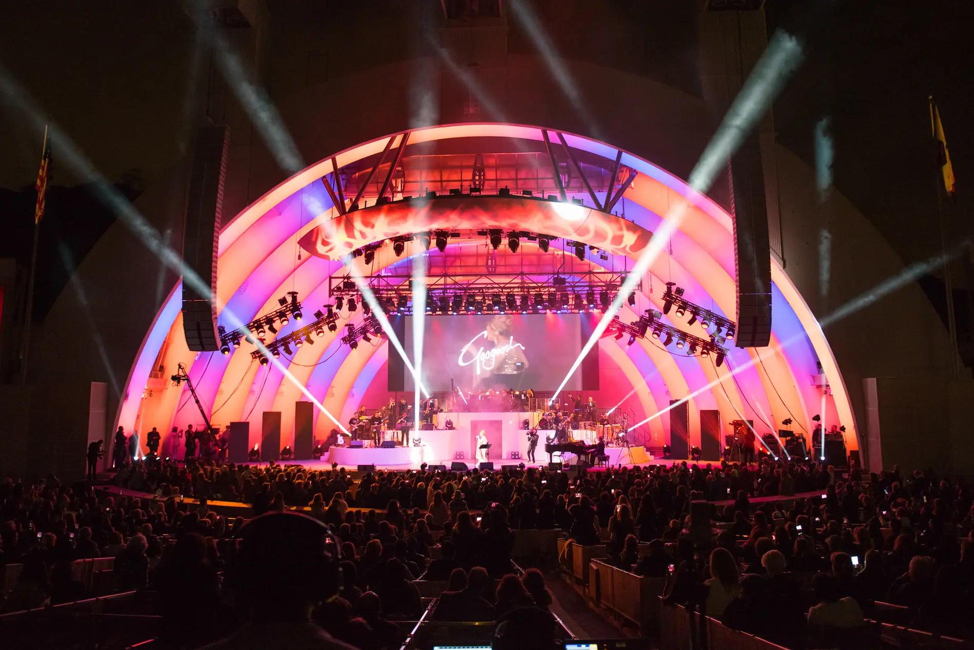 Large LED screens used during a live concert performance