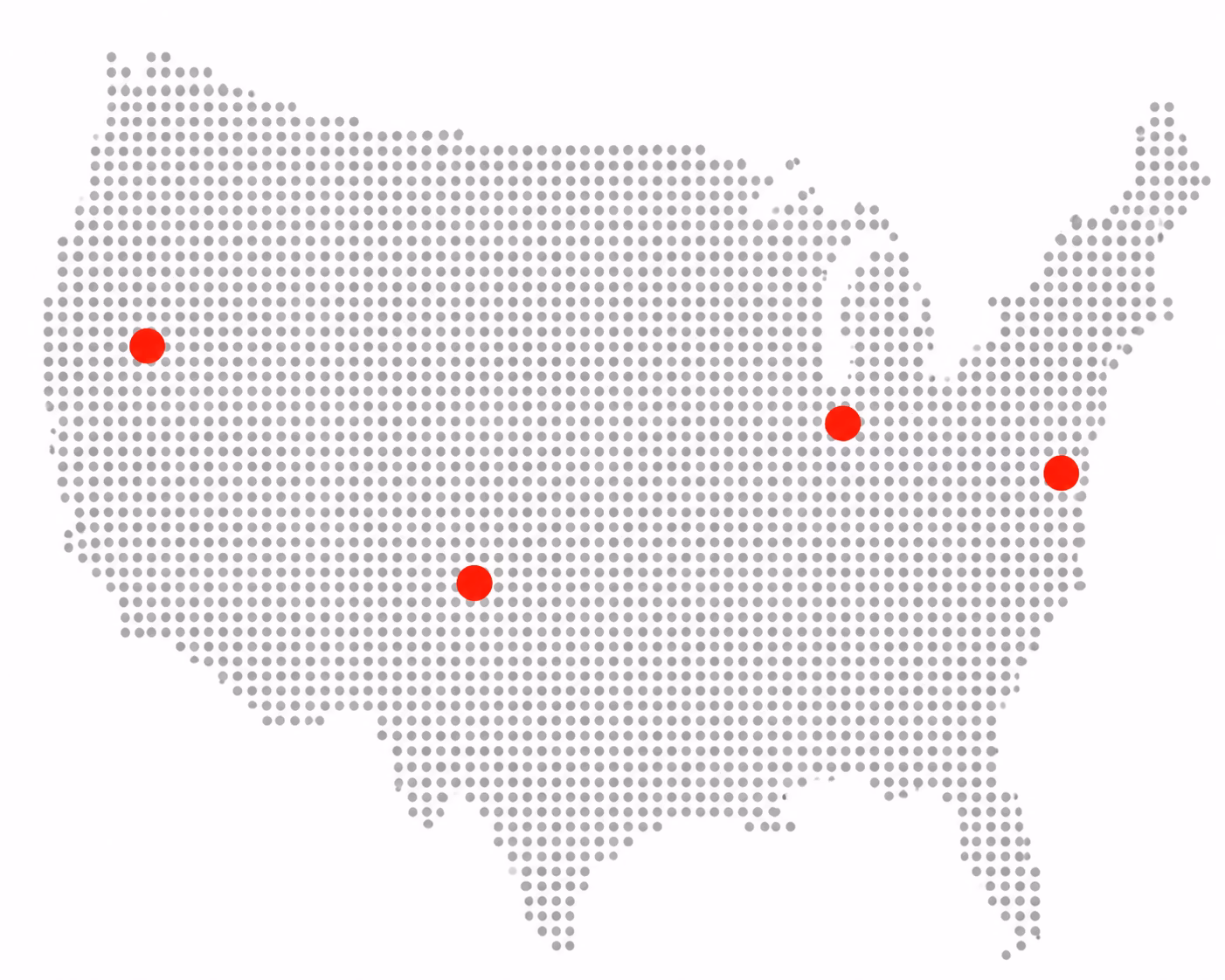 Map showing 4D LED service coverage across North America
